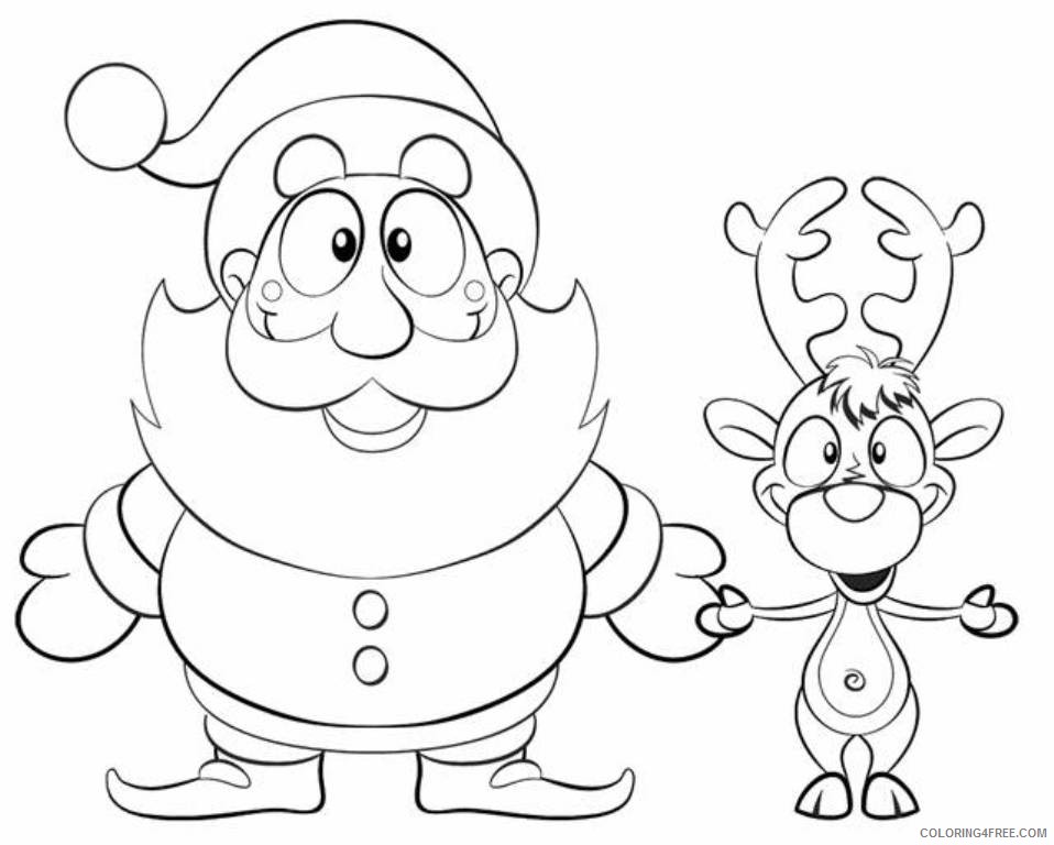 reindeer coloring pages and santa Coloring4free
