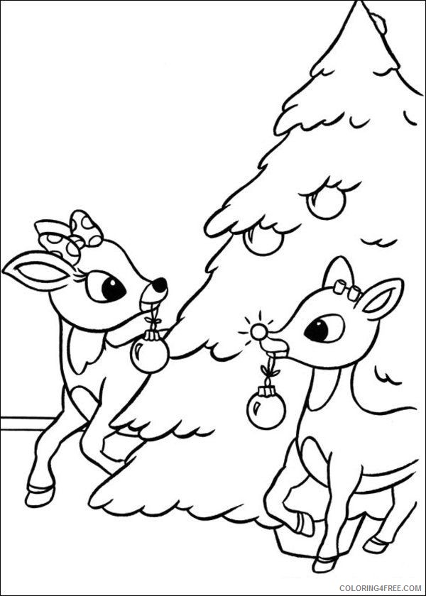 rudolph the red nosed reindeer coloring pages christmas tree Coloring4free