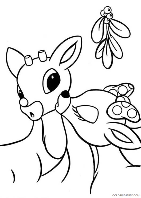 rudolph the red nosed reindeer coloring pages kissing Coloring4free