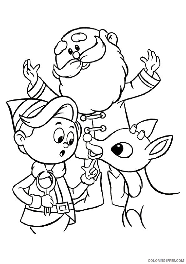 rudolph the red nosed reindeer coloring pages santa and hermey Coloring4free