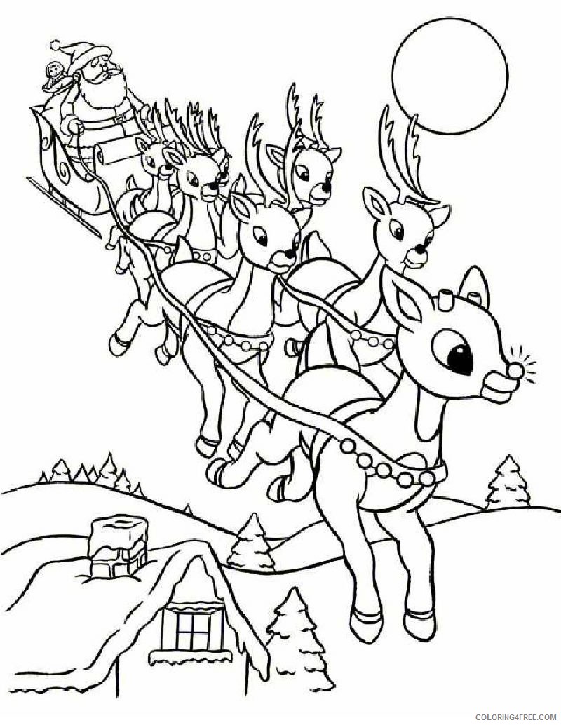rudolph the red nosed reindeer coloring pages the sleigh team Coloring4free