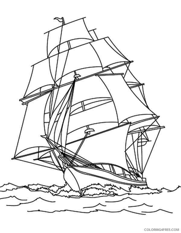 sail boat coloring pages on the ocean Coloring4free