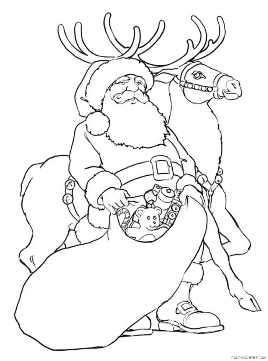 santa and reindeer coloring pages to print Coloring4free
