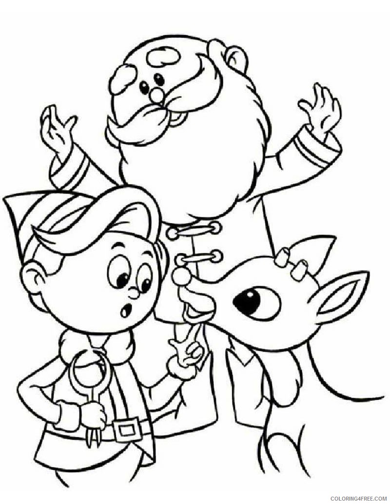 santa claus coloring pages elf and reindeer Coloring4free