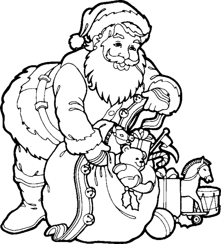 santa claus coloring pages with christmas gift Coloring4free