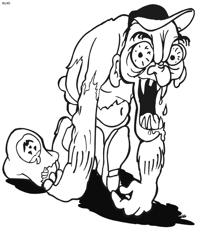 scary coloring pages halloween zombie Coloring4free