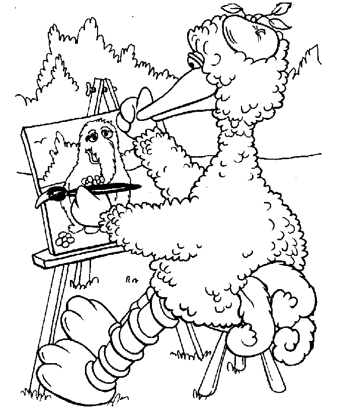 sesame street coloring pages big bird painting Coloring4free