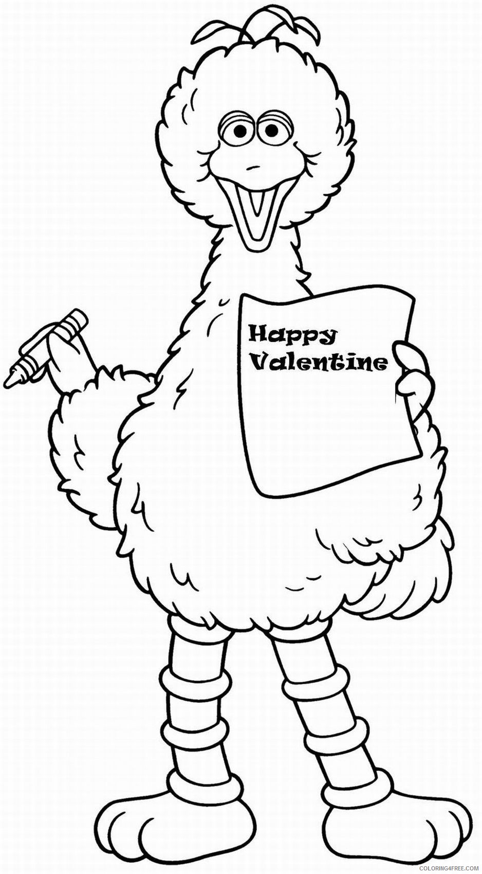 sesame street coloring pages big bird valentine Coloring4free