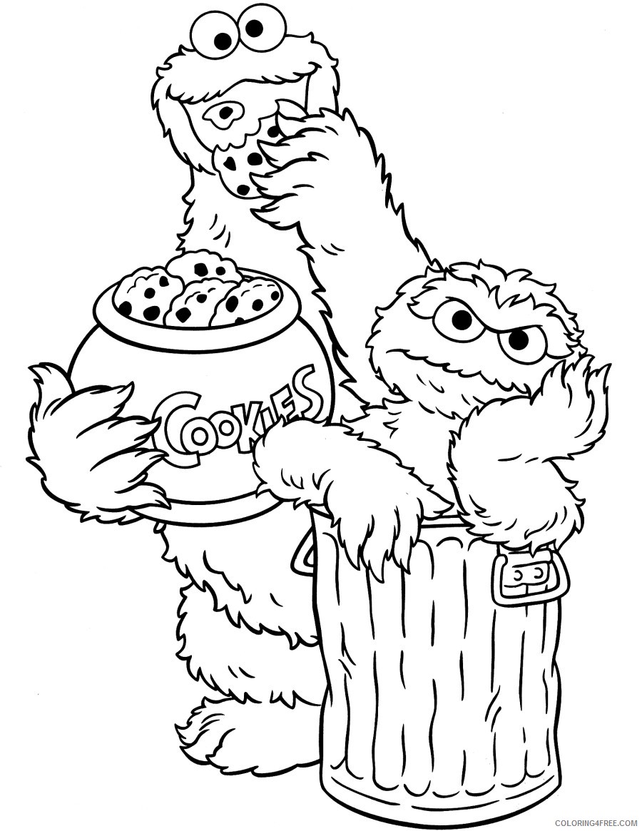 sesame street coloring pages cookie monster and oscar Coloring4free