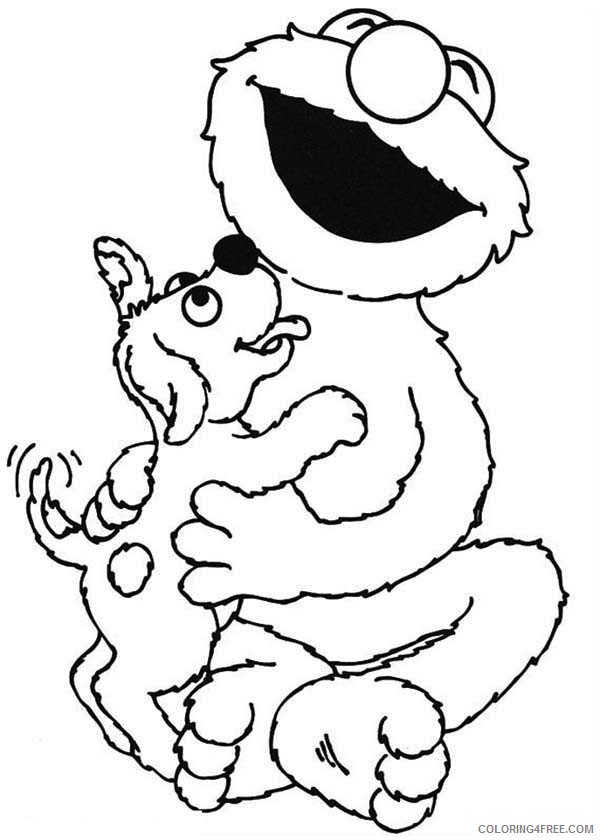 sesame street coloring pages elmo with puppy Coloring4free