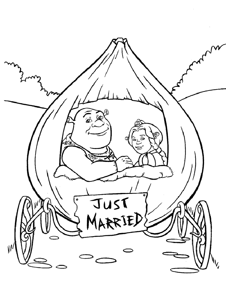 shrek coloring pages just married Coloring4free