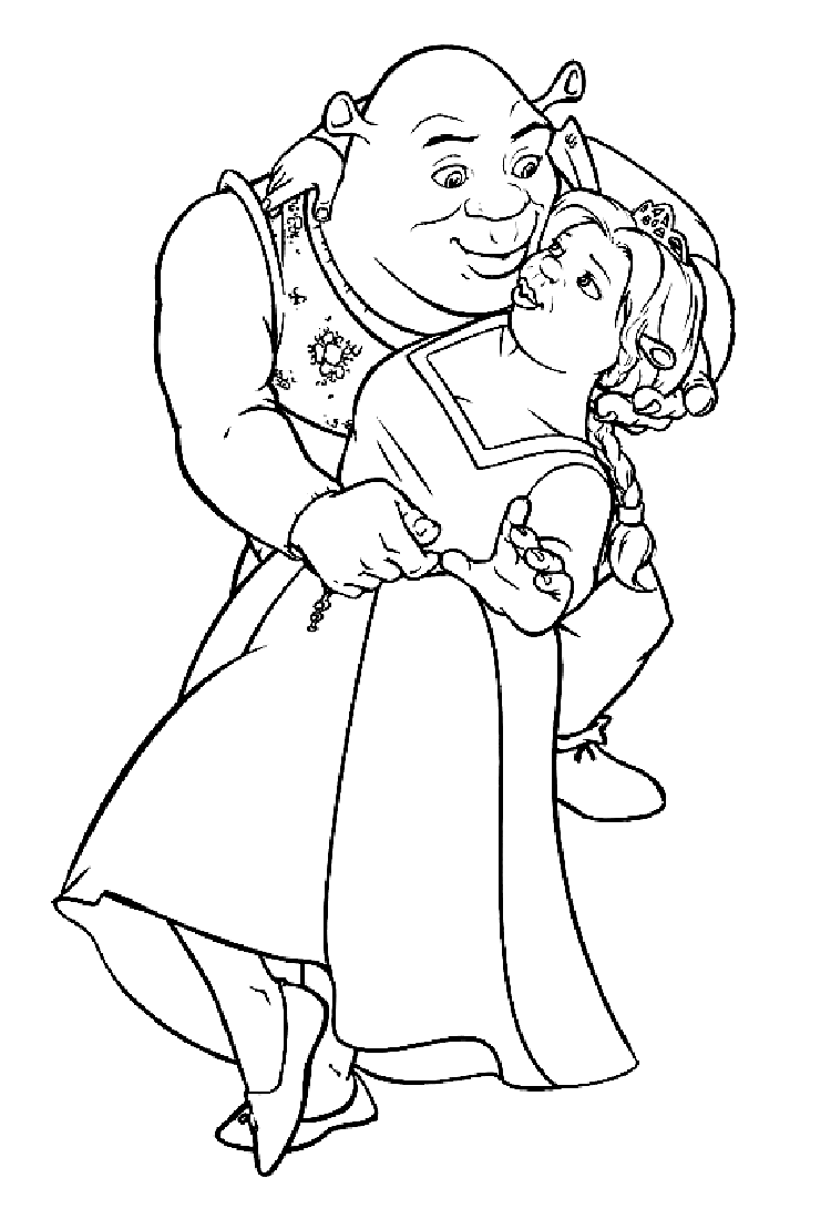 shrek coloring pages shrek and fiona Coloring4free