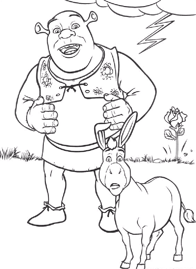 shrek coloring pages with donkey Coloring4free