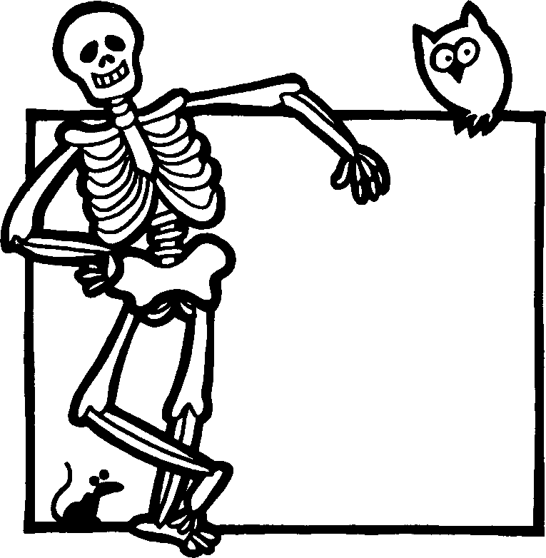 skeleton coloring pages and owl Coloring4free