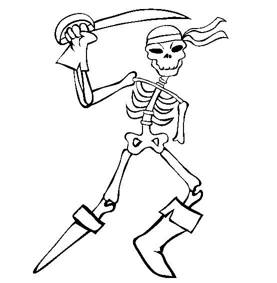 skeleton coloring pages pirate Coloring4free