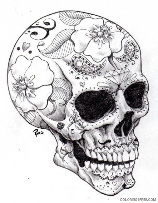 skull coloring pages printable for adults Coloring4free