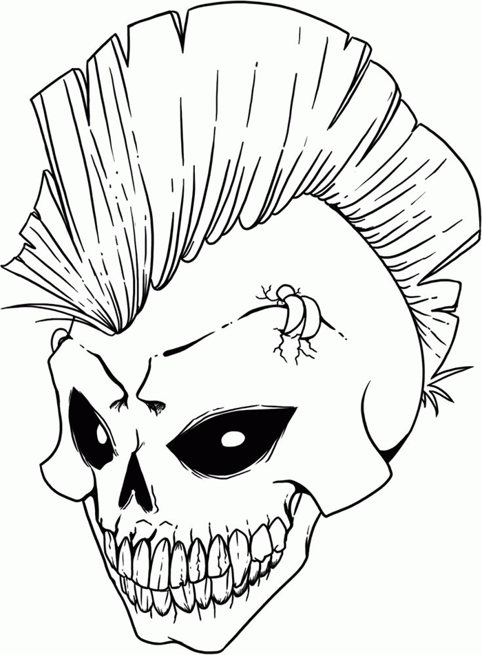 skull coloring pages punk rock Coloring4free