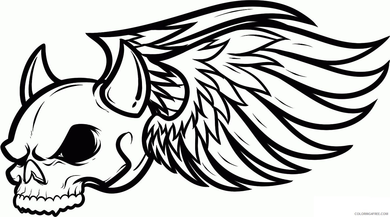 skull coloring pages with wing Coloring4free