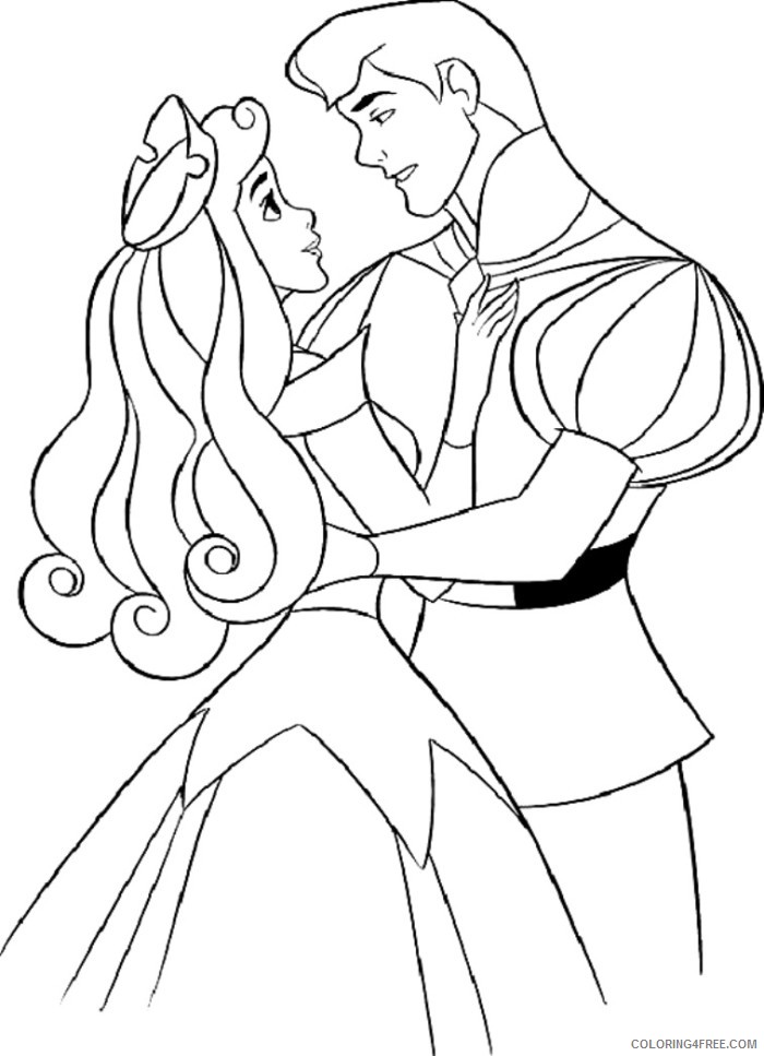 sleeping beauty coloring pages aurora and prince Coloring4free