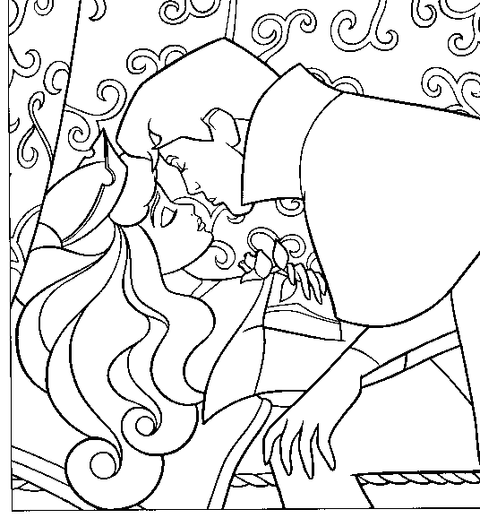 sleeping beauty coloring pages aurora kiss Coloring4free