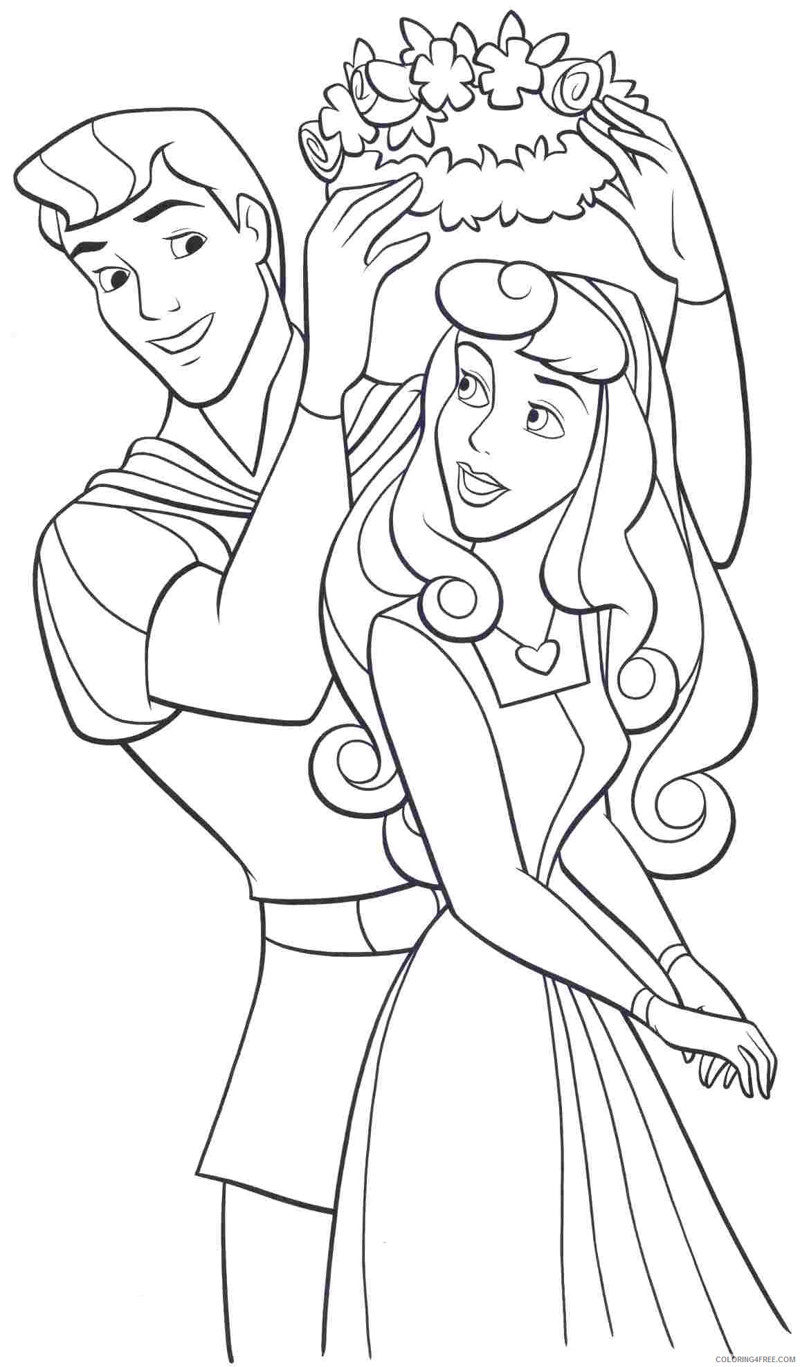 sleeping beauty coloring pages prince and aurora Coloring4free