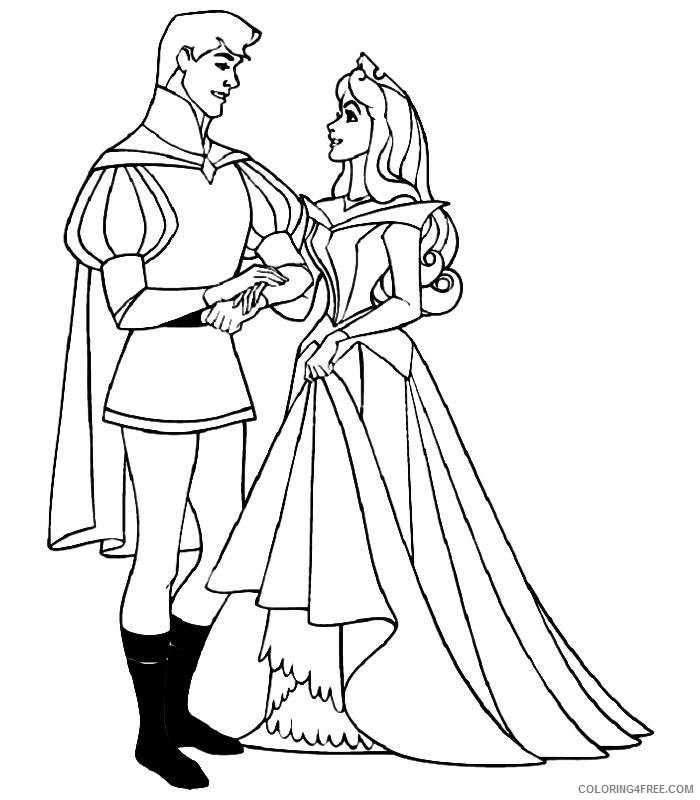 sleeping beauty coloring pages prince and princess Coloring4free