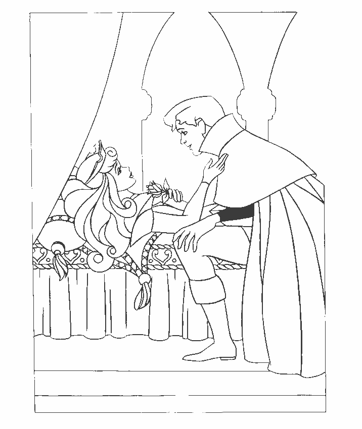 sleeping beauty coloring pages romantic Coloring4free