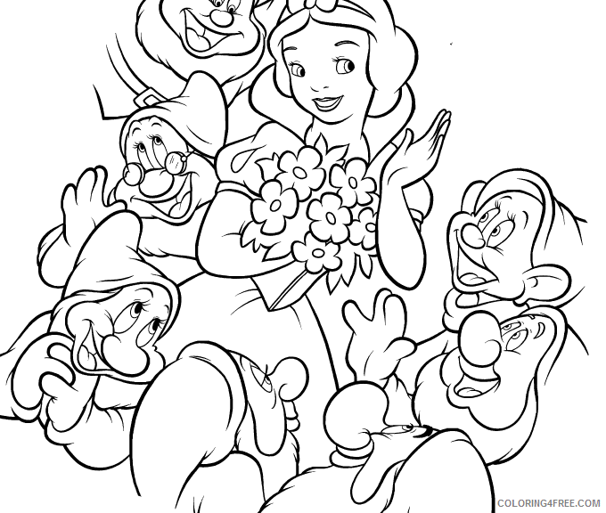 snow white and dwarfs coloring pages Coloring4free