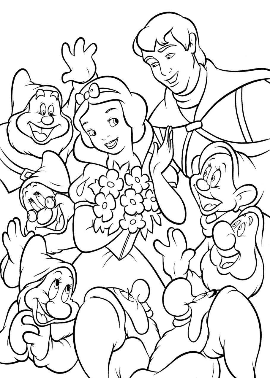 snow white and the seven dwarfs coloring pages Coloring4free