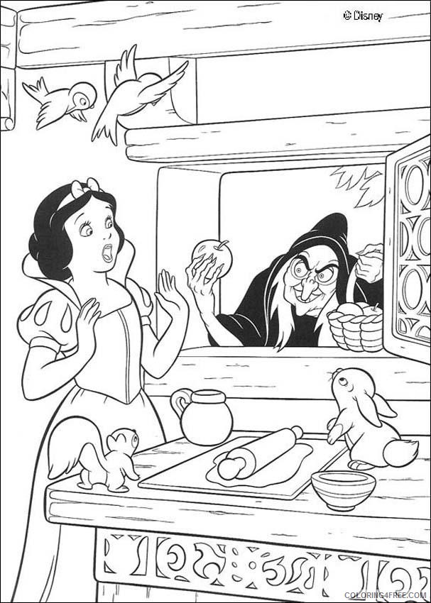 snow white coloring pages and the witch Coloring4free
