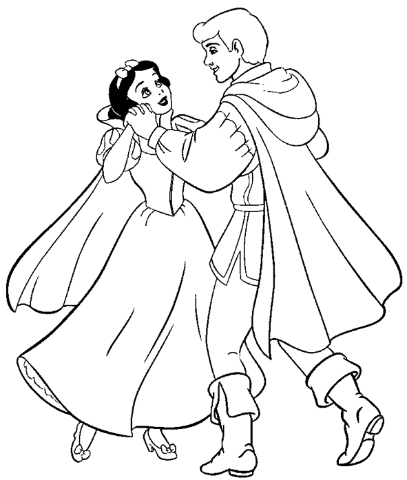 snow white coloring pages dancing with the prince Coloring4free
