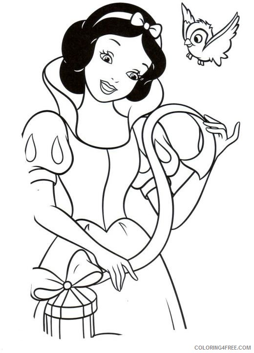 snow white coloring pages open a gift Coloring4free