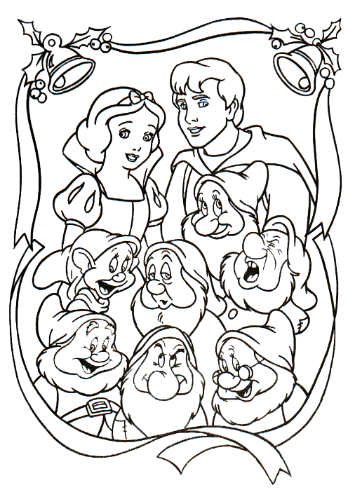 snow white coloring pages prince and dwarfs Coloring4free