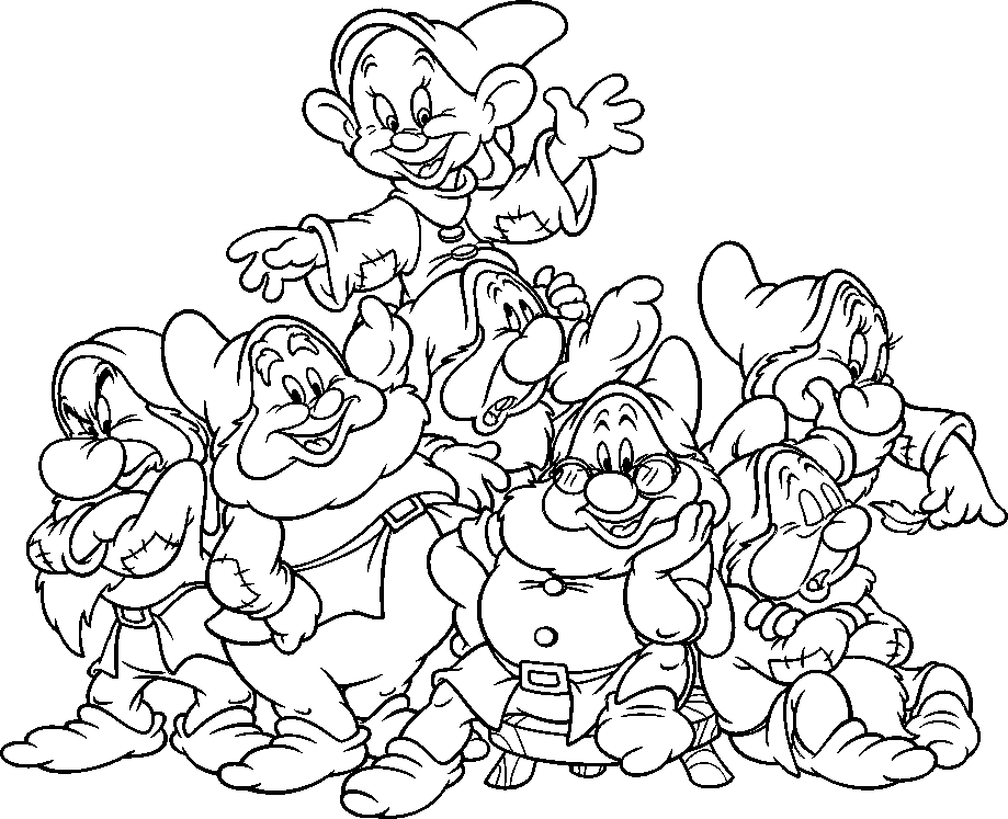 snow white coloring pages the seven dwarfs Coloring4free