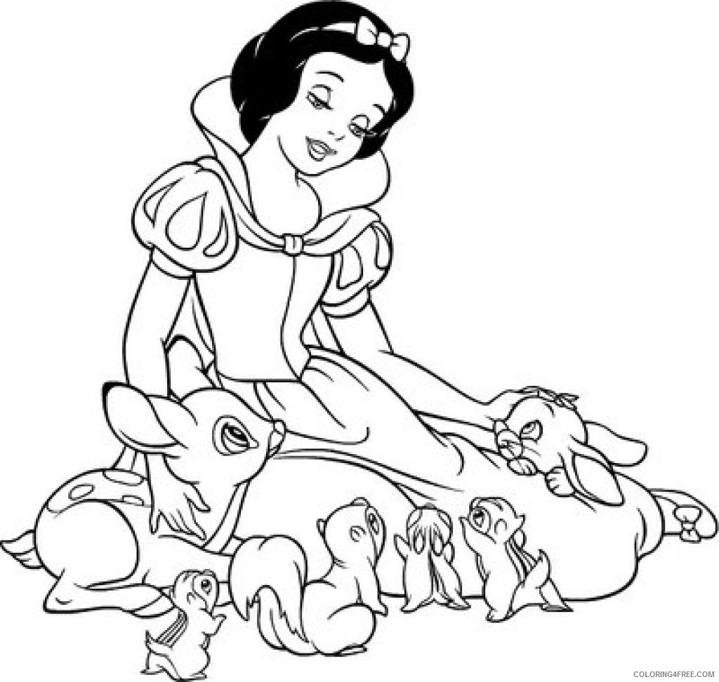 snow white coloring pages with animals Coloring4free