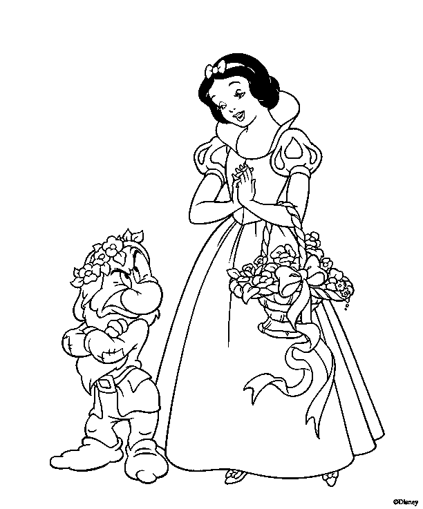 snow white coloring pages with grumpy Coloring4free