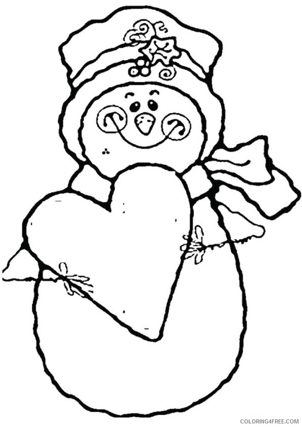 snowman coloring pages holding love heart Coloring4free