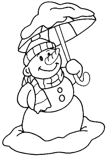snowman coloring pages holding umbrella Coloring4free