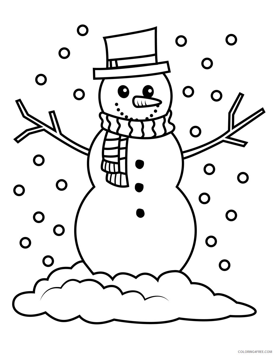 snowman coloring pages snowfall Coloring4free