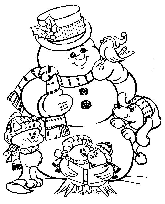 snowman coloring pages with animals Coloring4free