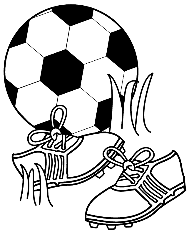 soccer coloring pages ball and shoes Coloring4free