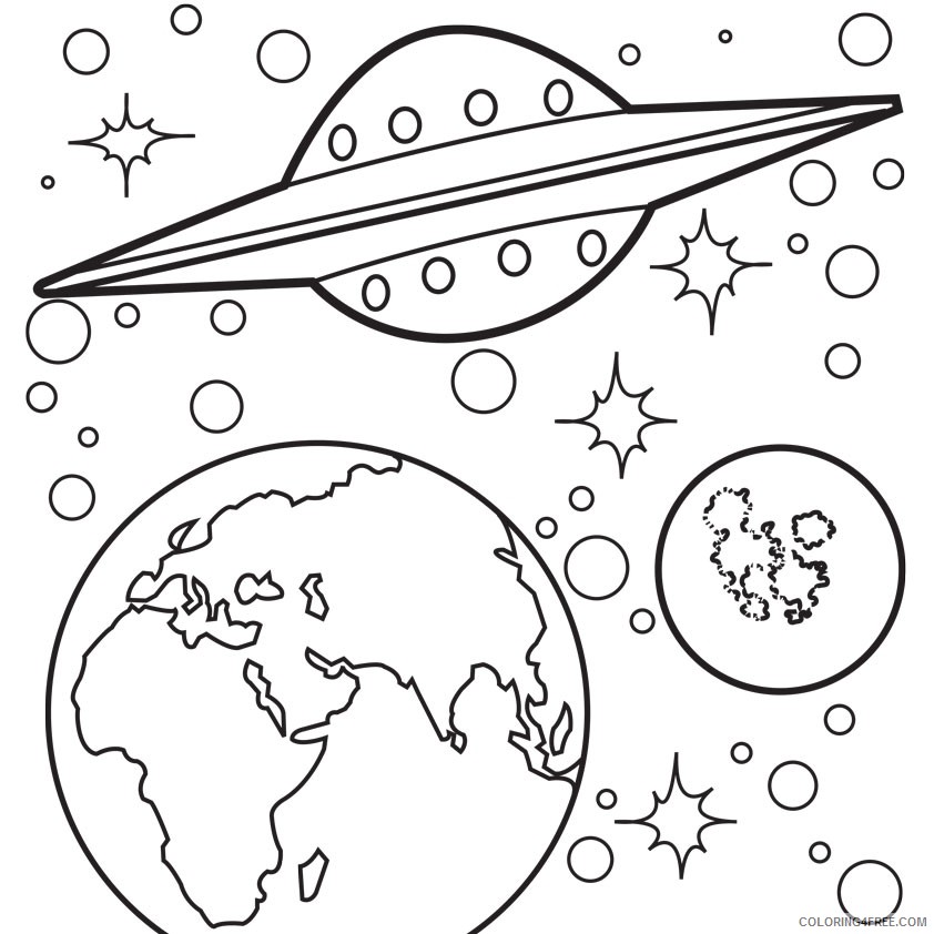 space coloring pages earth and alien spacecraft Coloring4free