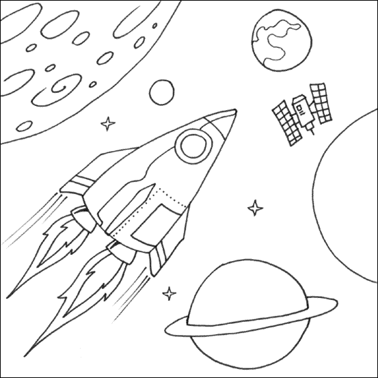 space coloring pages rocket ship and planets Coloring4free