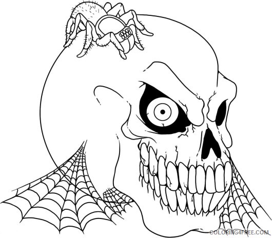 spider coloring pages and skull Coloring4free