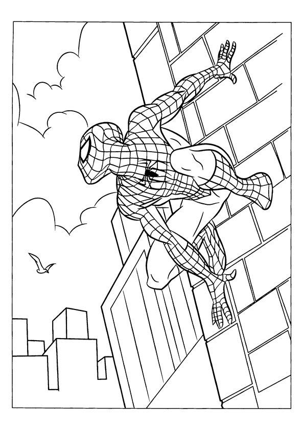 spiderman coloring pages stick to the wall Coloring4free