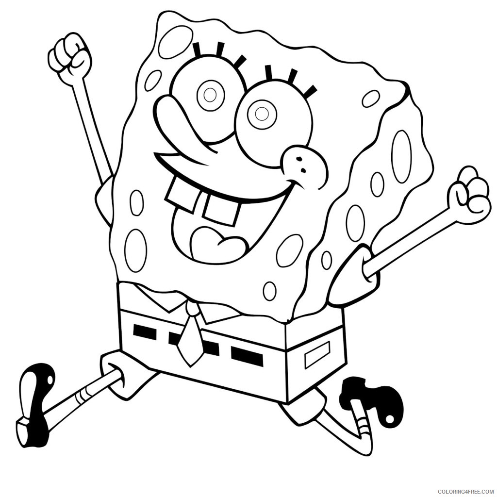 spongebob squarepants coloring pages happy Coloring4free