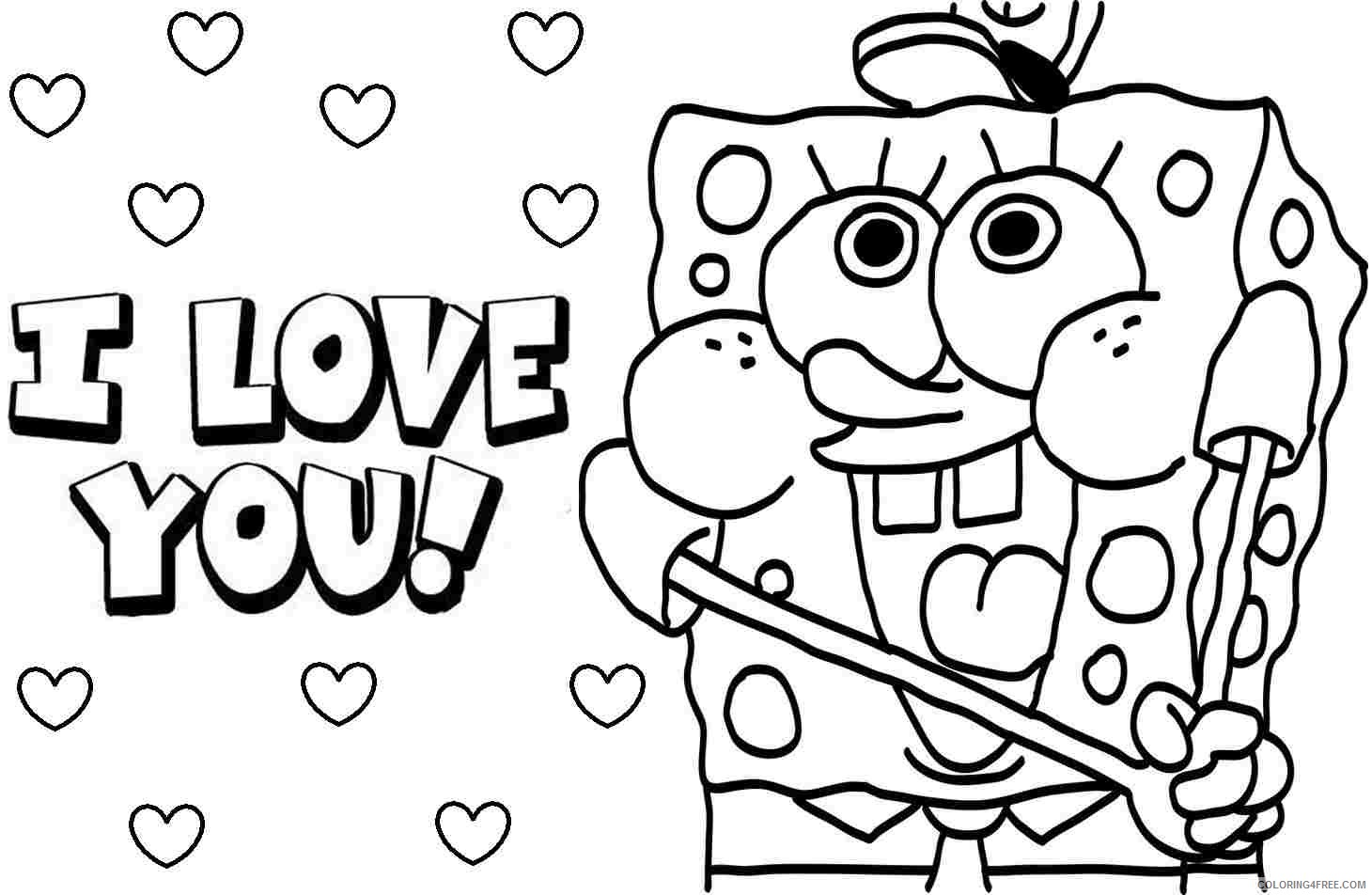 spongebob squarepants coloring pages i love you Coloring4free