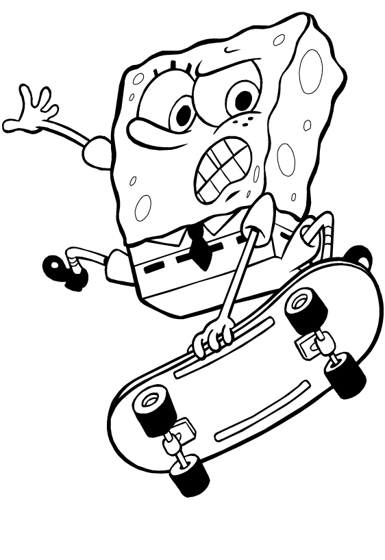spongebob squarepants coloring pages skateboarding Coloring4free