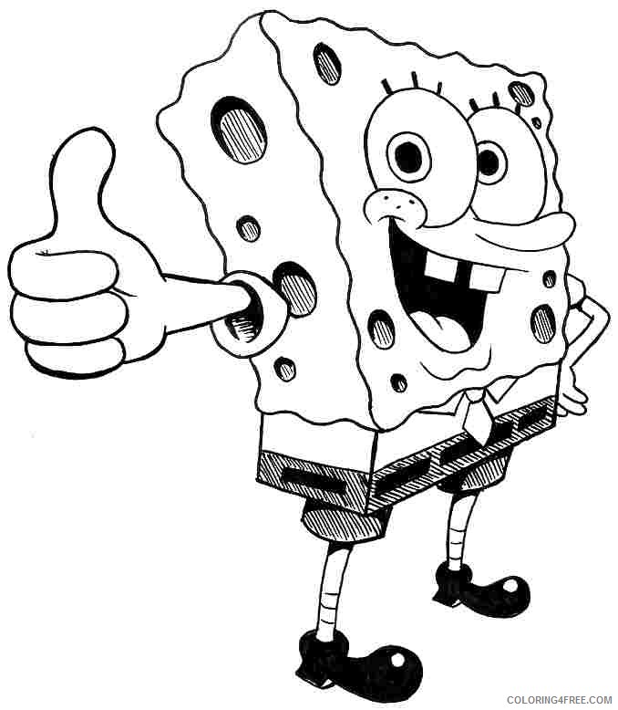 spongebob squarepants coloring pages thumbs up Coloring4free