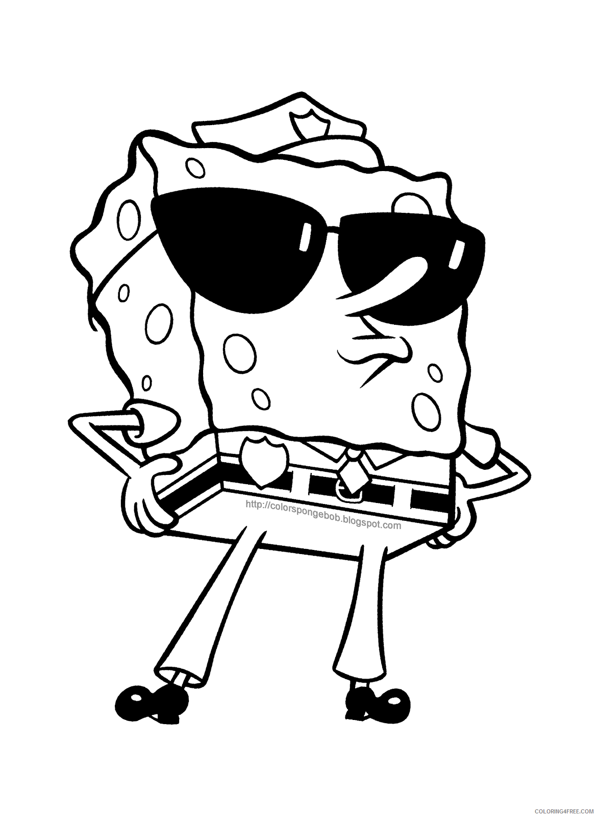 spongebob squarepants coloring pages wearing sunglasses Coloring4free